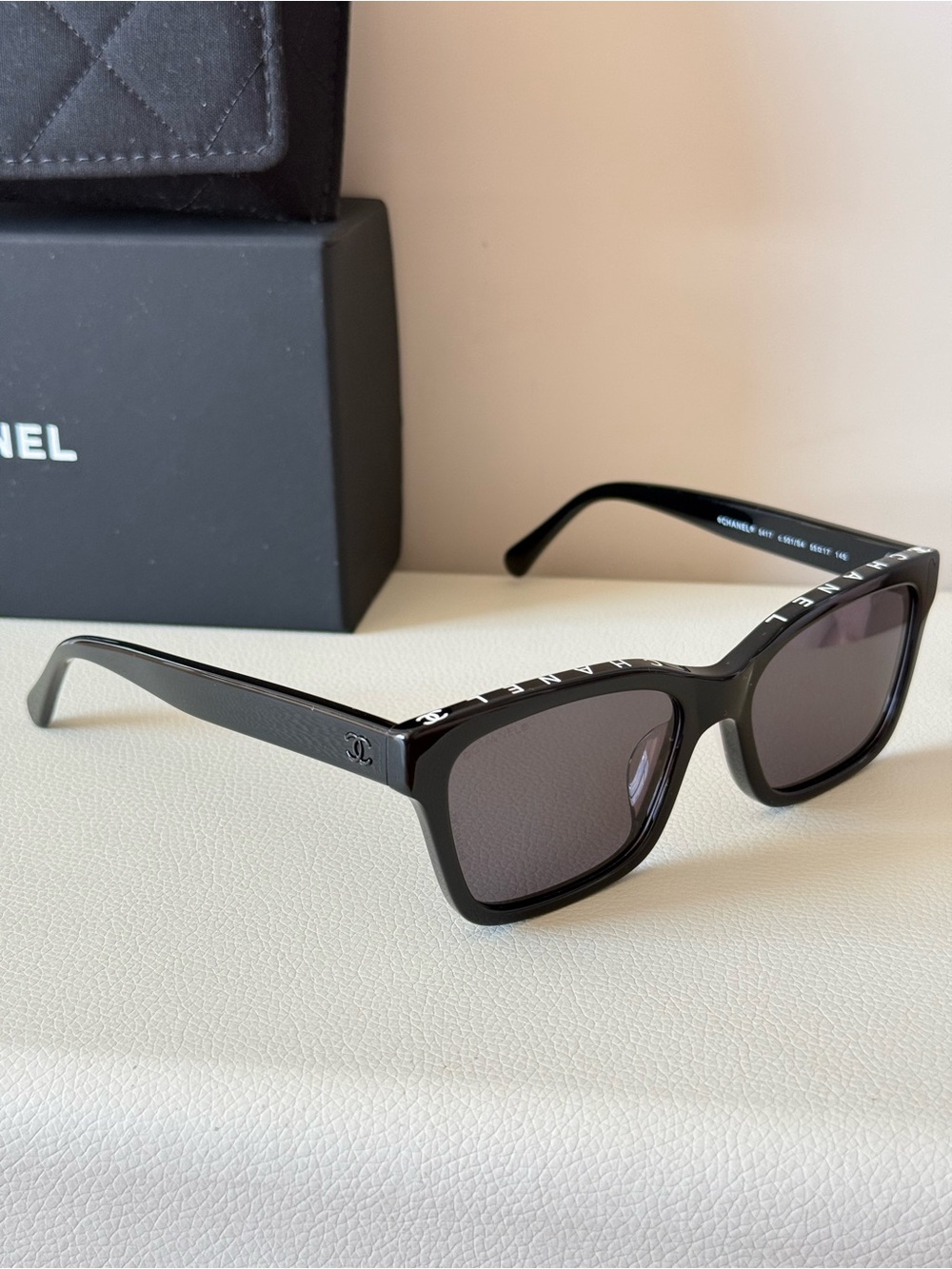 Chanel Black Square Sunglasses with Dark Lenses